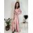 Women's Long Elegant Satin Long Sleeve Dress (S/M ONE SIZE) ITALIAN FASHION IMPBBP24O782 S / M Golden