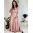 Women's Long Elegant Satin Long Sleeve Dress (S/M ONE SIZE) ITALIAN FASHION IMPBBP24O782 S / M Golden