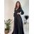 Women's Long Elegant Satin Long Sleeve Dress (S/M ONE SIZE) ITALIAN FASHION IMPBBP24O782 S / M Golden