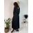 Women's Long Sleeve Belted Long Dress (S/M ONE SIZE) ITALIAN FASHION IMPLI236060 black S/M/L