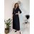 Women's Long Sleeve Belted Long Dress (S/M ONE SIZE) ITALIAN FASHION IMPLI236060 black S/M/L