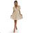 586-1 Women's dress with envelope neckline, sleeves and belt - beige