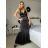 Women's elegant party long sleeve dress (S/M ONE SIZE) ITALIAN FASHION IM322282 -   black -   S / M