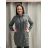 Women's Long Sleeve Hooded Sweatshirt Dress (S/M ONE SIZE) ITALIAN FASHION IMC22685   grey   L/XL