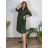 Women's elegant party long sleeve dress (S/M ONE SIZE) ITALIAN FASHION IM322282  green khaki