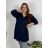 Shirt 3/4 sleeve ladies strip (4XL/5XL ONE SIZE) ITALSKÁ MÓDA IM422026 56/58 red