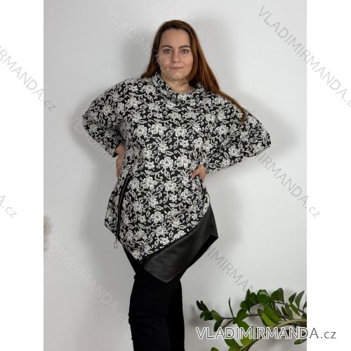 Women's Long Sleeve Hooded Sweatshirt Dress (S/M/L one size) ITALIAN FASHION IMD24202 56/58 black