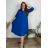 Women's elegant party long sleeve dress (S/M ONE SIZE) ITALIAN FASHION IM322282 46/48 Royal blue