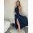 Women's Long Variable Tie Social Satin Dress (S/M/L ONE SIZE) ITALIAN FASHION IMPLP2437080095 -   dark blue -   S/M/L