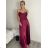 Long satin evening dress with straps for women (S/M ONE SIZE) ITALIAN FASHION IMC24357
