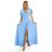 581-3 JENNIFER long dress with leg slit, sleeve and neckline - light blue Light blue L