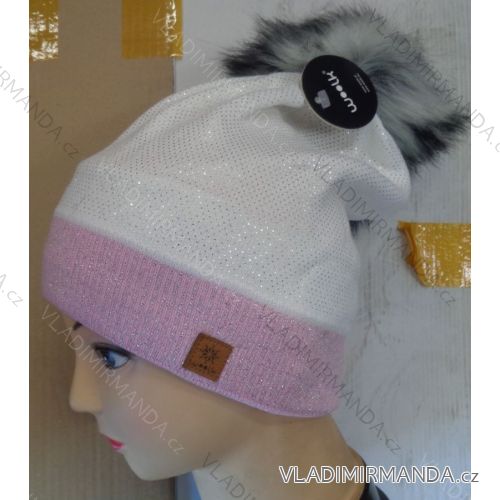 Women's cap with sequins (uni) WOOLK POLSKÁ VÝROBA POL490
