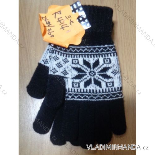 Gloves knitted black women's black JIALONG R4141
