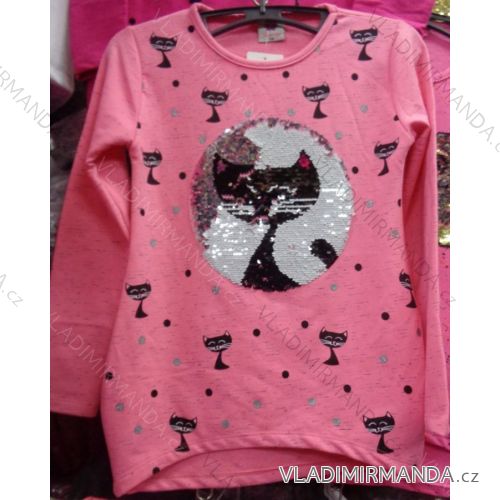 T-shirt warm long sleeve with children's sequins and teenage girls (128-164) TUZZY TURKEY MODA TM217058
