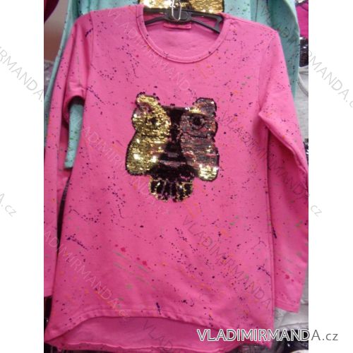 T-shirt warm long sleeve with baby sequins and teen girl (128-164) TUZZY TURKEY MODA TM217059
