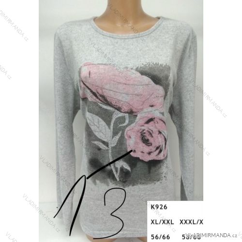 T-shirt with pearls long sleeve ladies (l-3xl) ERBOSSI PM117K926
