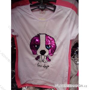 T-shirt short sleeve with children's sequins and teenage girls (128-164) TUZZY TURKEY MODA TM218010
