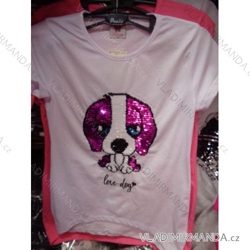 T-shirt short sleeve with children's sequins and teenage girls (128-164) TUZZY TURKEY MODA TM218010
