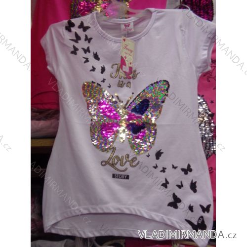 T-shirt short sleeve with sequins baby teen girl (128-164) TUZZY TURKEY MODA TM218024
