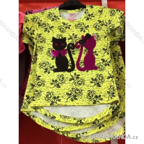 T-Shirt with short sleeves with baby girl's sequins (98-128) TUZZY TURKEY MODA TM218039
