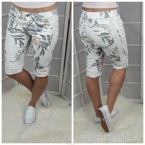 Trousers 3/4 Short Flower Summer Fitted Ladies (s-xl) ITALIAN Fashion IM518091
