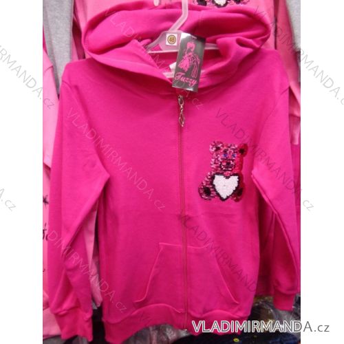 Sweatshirt long sleeve with sequins and hoody infant baby girl (128-164) TUZZY TURKEY MODA TM218117
