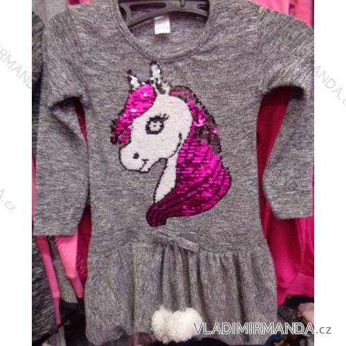 Long sleeve dress with sequins baby girl puppy (116-146) TUZZY TURKEY MODA TM218122
