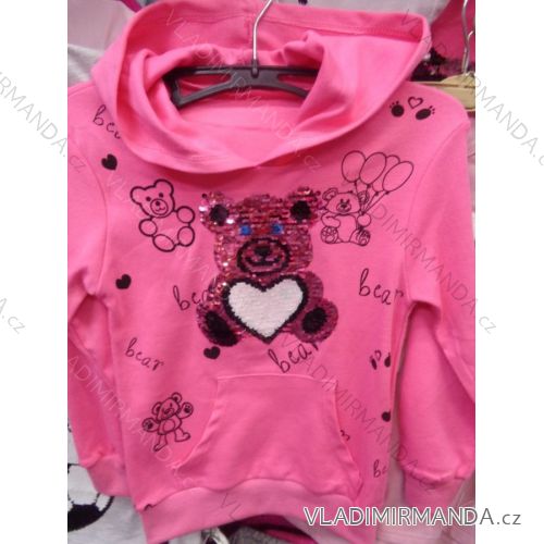 Sweatshirt long sleeve with sequins and hoody little girl puppy (116-134) TUZZY TURKEY MODA TM218128
