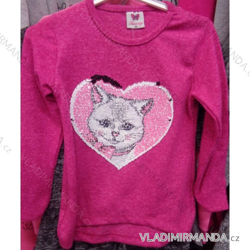 Warm long sleeve T-shirt with baby girl's sequins (98-128) TUZZY TURKEY MODA TM218138
