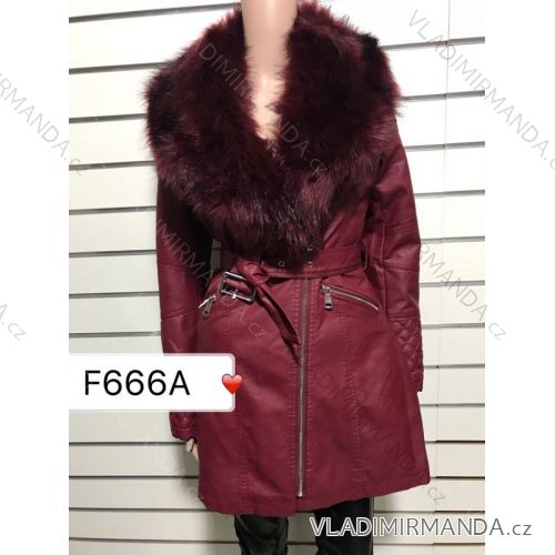 Jacket leatherette fur coat with ladies (s-2-xl) DD STYLE F666A
