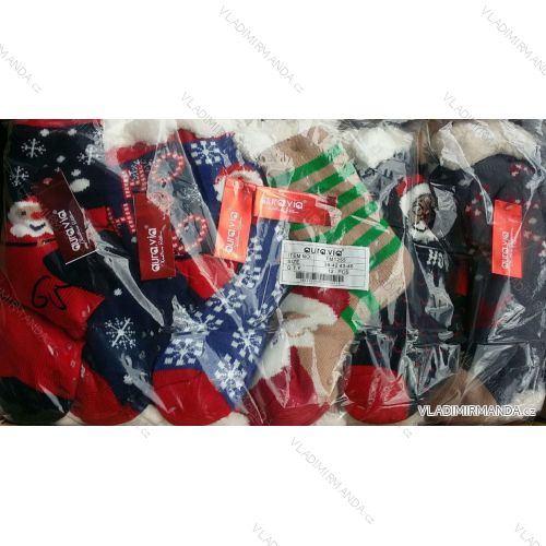 Socks up to women's insulated cotton Christmas theme (35-41) AURA.VIA FM1255
