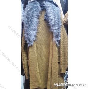 Cardigan knitted long sleeve ladies with fur (uni sl) ITALIAN Fashion IM918688
