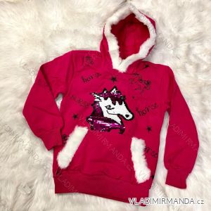 Sweatshirt long sleeve with sequins and hoody little girl puppy (128-164) TUZZY TURKEY MODA TM218163
