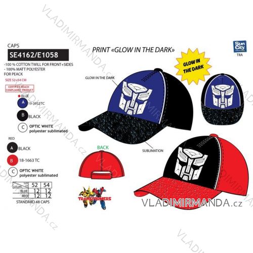 Transformers Cap Shines in the Dark Baby Boys (52,54) SUN CITY SE4162
