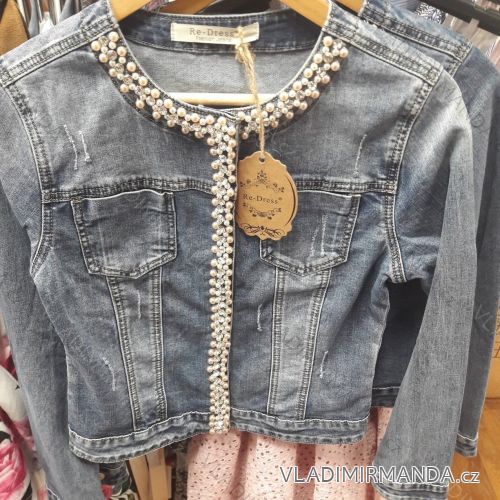 Denim Jacket short women's pearls (xs-xl) Re-dress IM919C061
