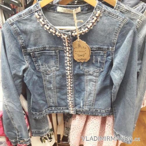 Denim Jacket short women's seed beads (xs-xl) Re-dress IM919C103
