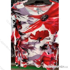 T-shirt short sleeve ladies oversized red flowers (L-4XL) GOSIA POLISH MODA PM119123
