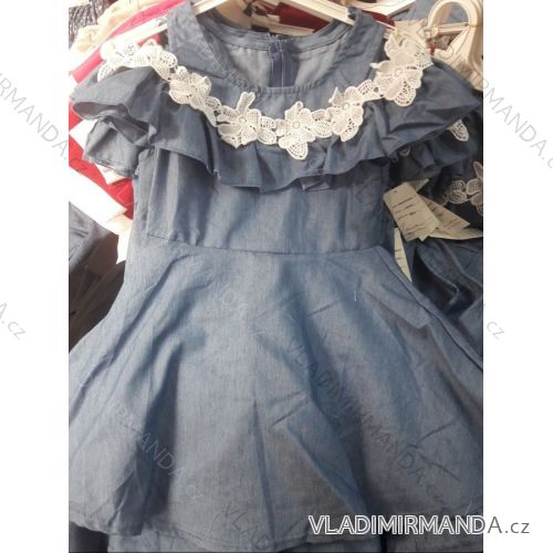 Short sleeve summer dress with bare shoulders child puppy jeans with lace (4-14 years) ITALIAN YOUNG FASHION IMM219036
