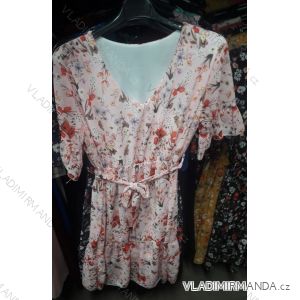 Summer dress 3/4 long sleeve ladies flowers with ribbon (uni s / m) ITALIAN MODE IM919556
