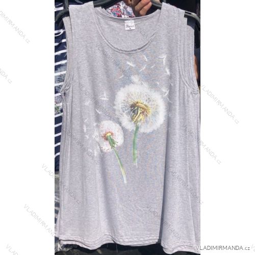 Sleeveless T-Shirt Flower Women's Oversized (M-4XL) POLISH FASHION PM119180
