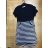 Short Sleeve Dress Girls' Navy Stripe (4-8 Years) TURKISH PRODUCTION TV519190