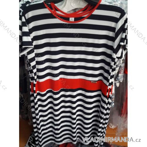 Summer short sleeve ladies striped dress (46-50) POLISH MODE PM519046
