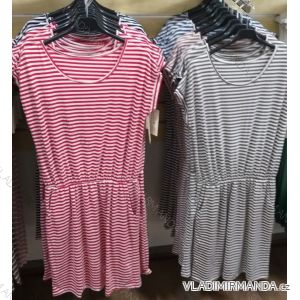 Short summer short sleeve ladies striped dress (uni sm) ITALIAN MODA IM1219041
