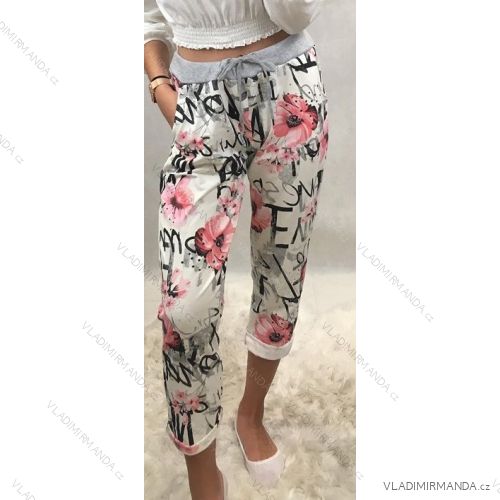 Women's flower pants long with lettering (uni L / XL) ITALIAN FASHION IMC198956