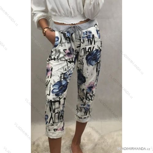 Women's flower pants long with lettering (uni s / m) ITALIAN FASHION IMC198960
