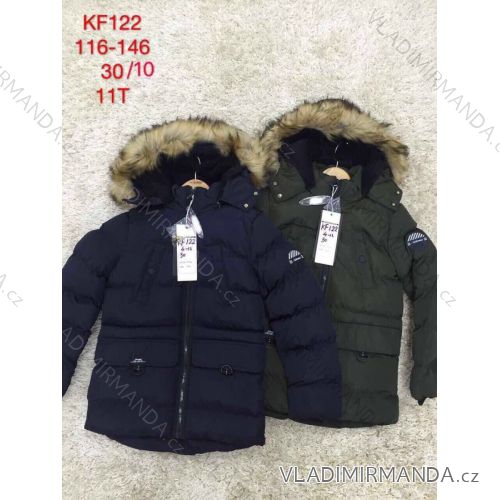 Jacket winter with hood and fur children adolescent boys (116-146) SAD SAD19KF122