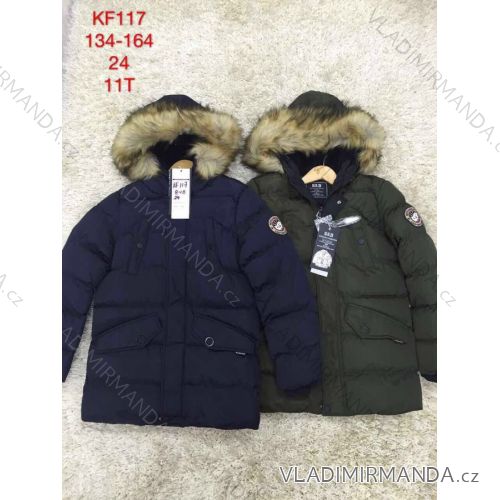 Jacket winter with hood and fur children adolescent boys (116-146) SAD SAD19KF119