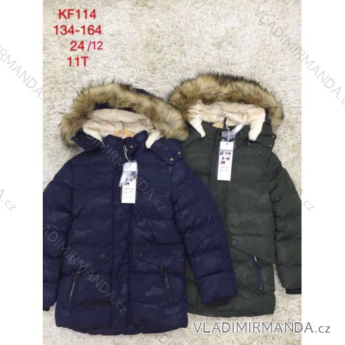 Boy´s winter coat with hood and fur (134-164) SAD SAD19KF114