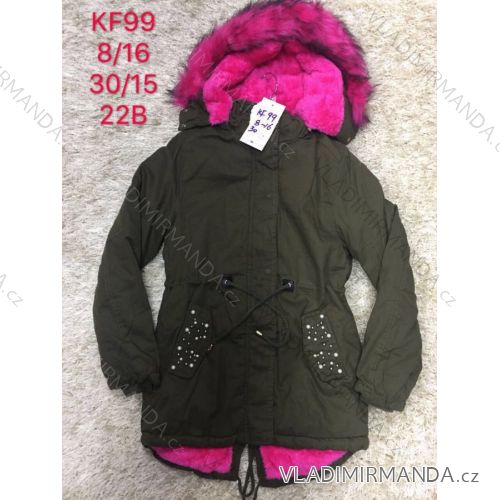 Girls' coat winter with hood and fur youth (8-16 years) SAD SAD19KF99