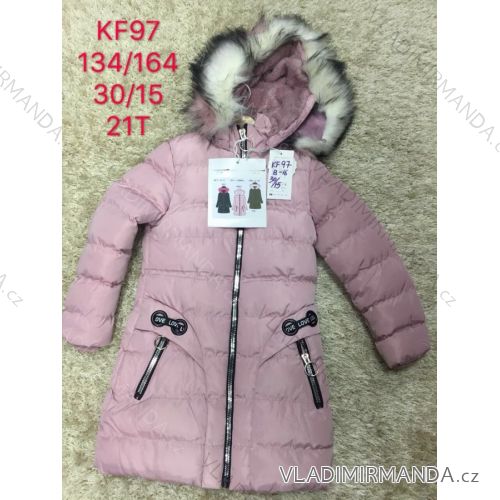 Girls' coat winter with hood and fur youth (134-164) SAD SAD19KF97